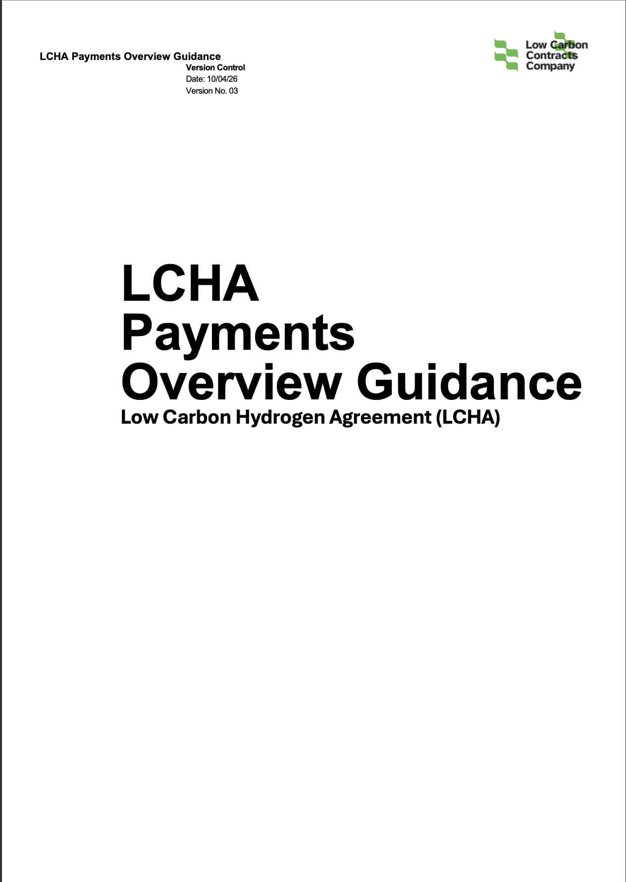 A document cover, in LCCC branding, which says LCHA Payments Overview